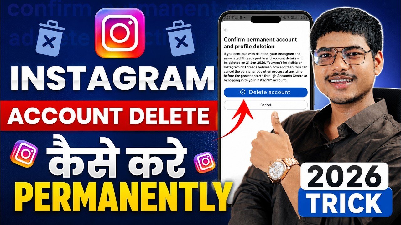 Instagram Account Delete Kaise Kare Permanently 2026 | How to Delete Instagram Account Permanently